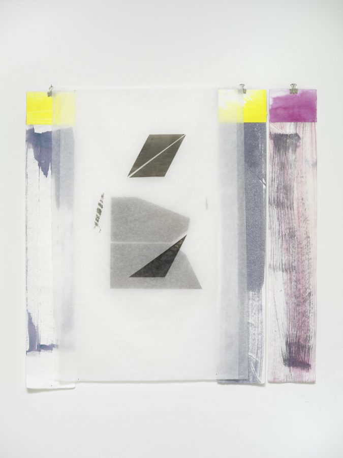 Aquarelle et encre, ensemble de couches, 96 x 98 cm, photo Paul Louis, 2017