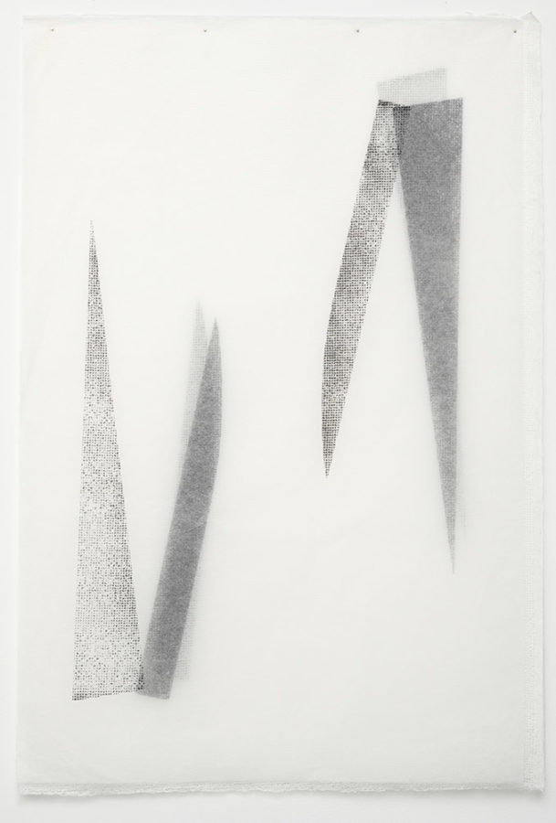 Intersti-Ciel, La Part Du Feu, Bruxelles, 2020, vues de l’exposition de Sarah Behets, taille douce, encre et photogramme